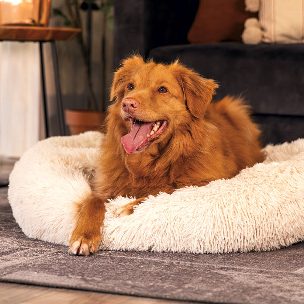 Beeztees Hundebett YALA beige - 50/60/70/80 cm Donut Höhle Hundekorb Schlafplatz