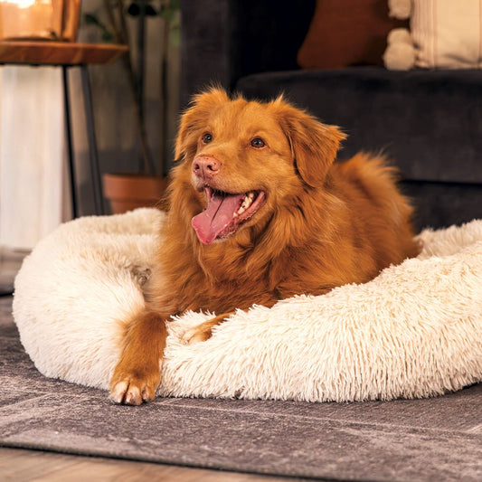Beeztees Hundebett YALA beige - 50/60/70/80 cm Donut Höhle Hundekorb Schlafplatz