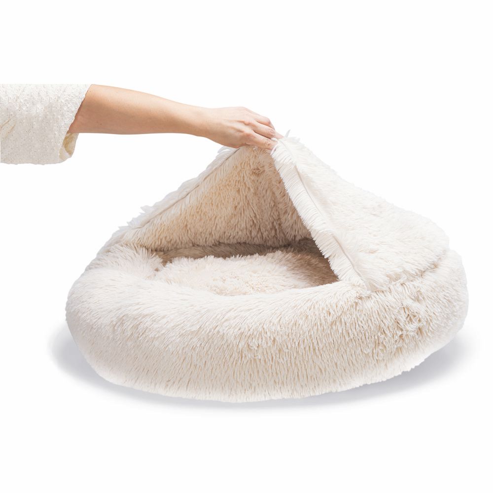 Beeztees Hundebett YALA beige - 50/60/70/80 cm Donut Höhle Hundekorb Schlafplatz