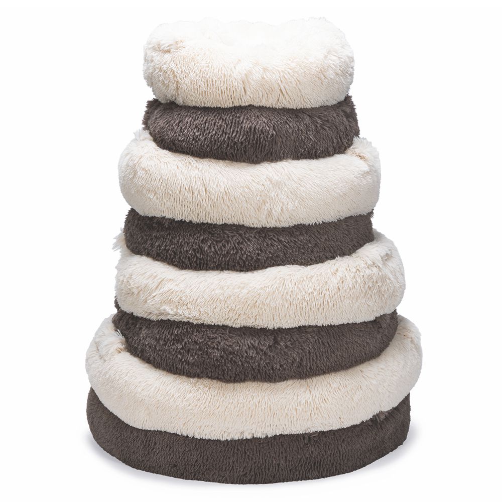 Beeztees Hundebett YALA beige - 50/60/70/80 cm Donut Höhle Hundekorb Schlafplatz