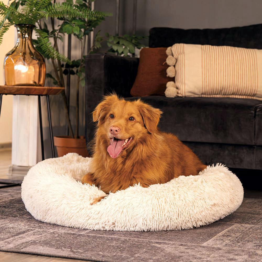 Beeztees Hundebett YALA beige - 50/60/70/80 cm Donut Höhle Hundekorb Schlafplatz