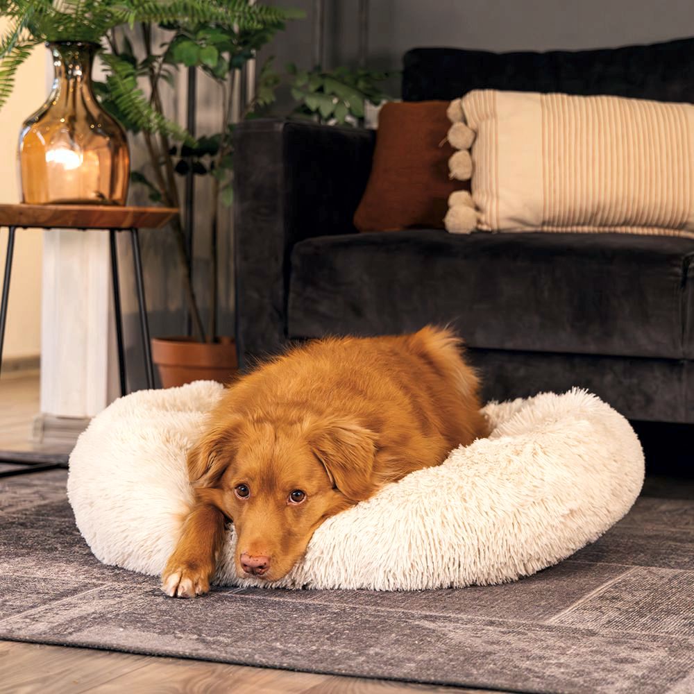 Beeztees Hundebett YALA beige - 50/60/70/80 cm Donut Höhle Hundekorb Schlafplatz