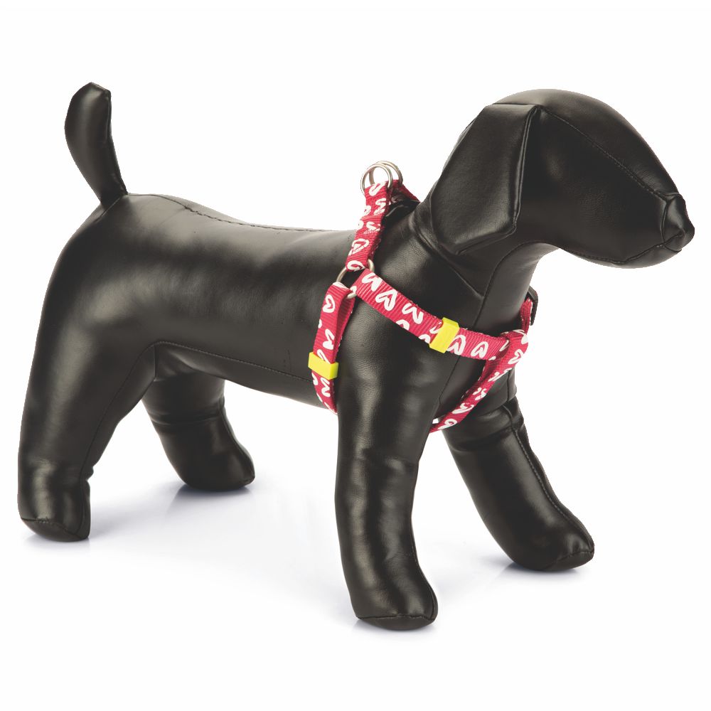 Beeztees Geschirr HEART - XS/S/M - pink Herz - Nylon Hundegeschirr Brustgeschirr