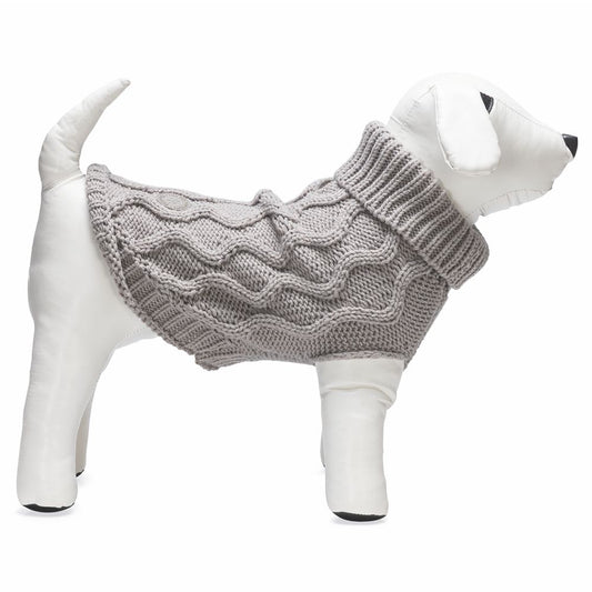 Beeztees Hundepullover MARIE - grau Strickmuster Hundejacke Hundemantel Sweater