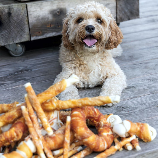 Beeztees Rinderhaut Ring - Ente - 3 Größen Hundesnack Kausnack Leckerli Kauring