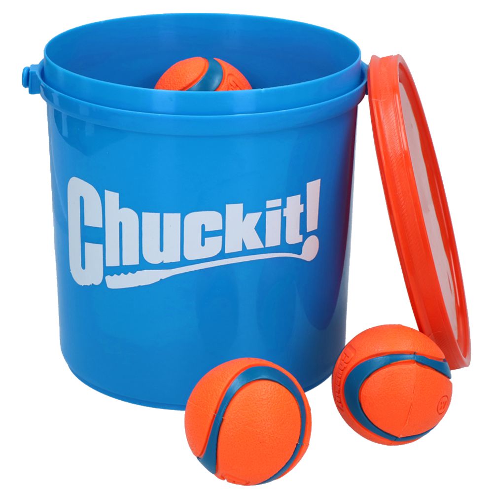 Chuckit! Bucket - 8x Ultra Ball inkl. Eimer - Apportierspielzeug Hundespielzeug