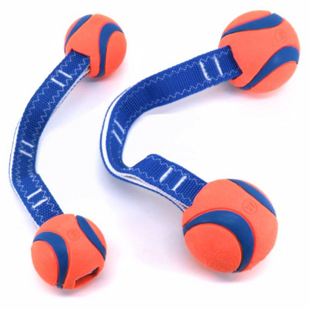 Chuckit! Ultra Duo Tug - 2 Bälle mit Schlaufe - Apportierspielzeug Zerrspielzeug