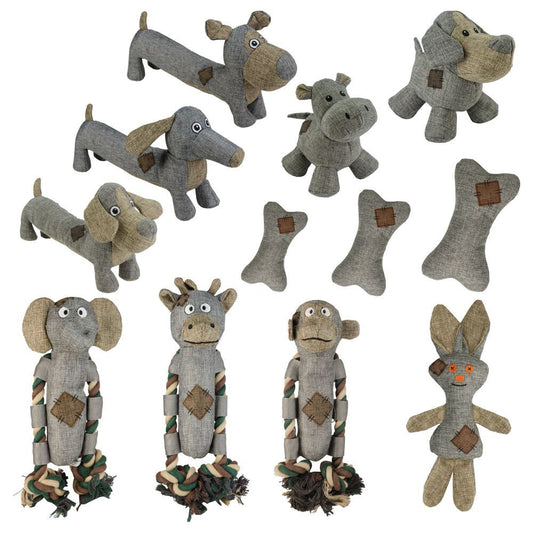 Country Dog Hundespielzeug - Leinen Kuscheltier Spielzeug mit Quitscher Seil