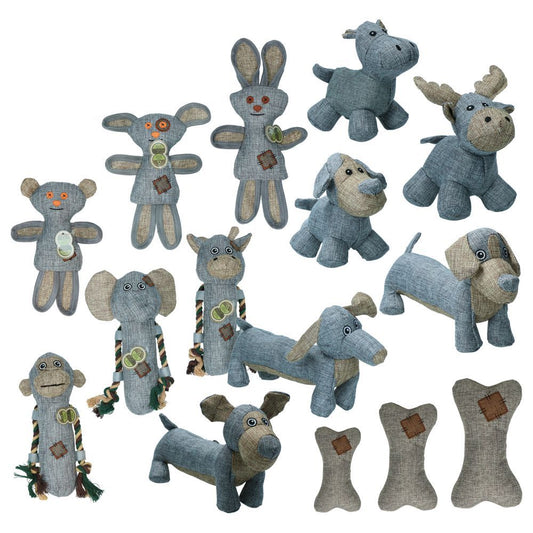 Country Dog Tiny Welpen Hundespielzeug - Leinen Kuscheltier mit Quitscher Seil