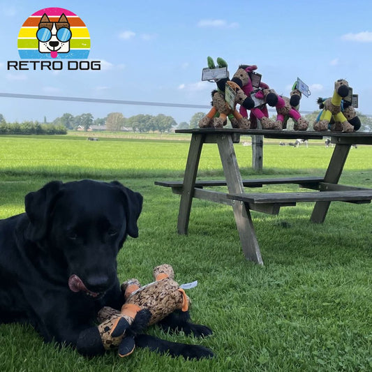 Retro Dog Donkey Hundespielzeug - Esel - Kuscheltier Plüschtier mit Quitscher