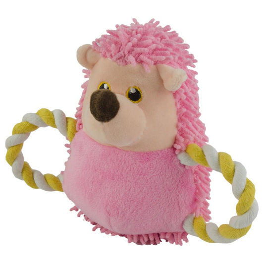 Fuzzle Hundespielzeug Igel - Plüschtier Kuscheltier mit Baumwollseil+Quietscher