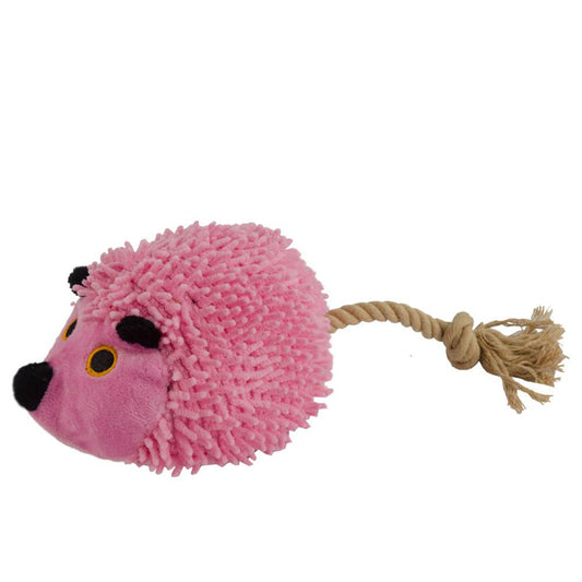 Fuzzle Hundespielzeug Igel - Kuscheltier Plüschtier mit Baumwollseil+Quietscher