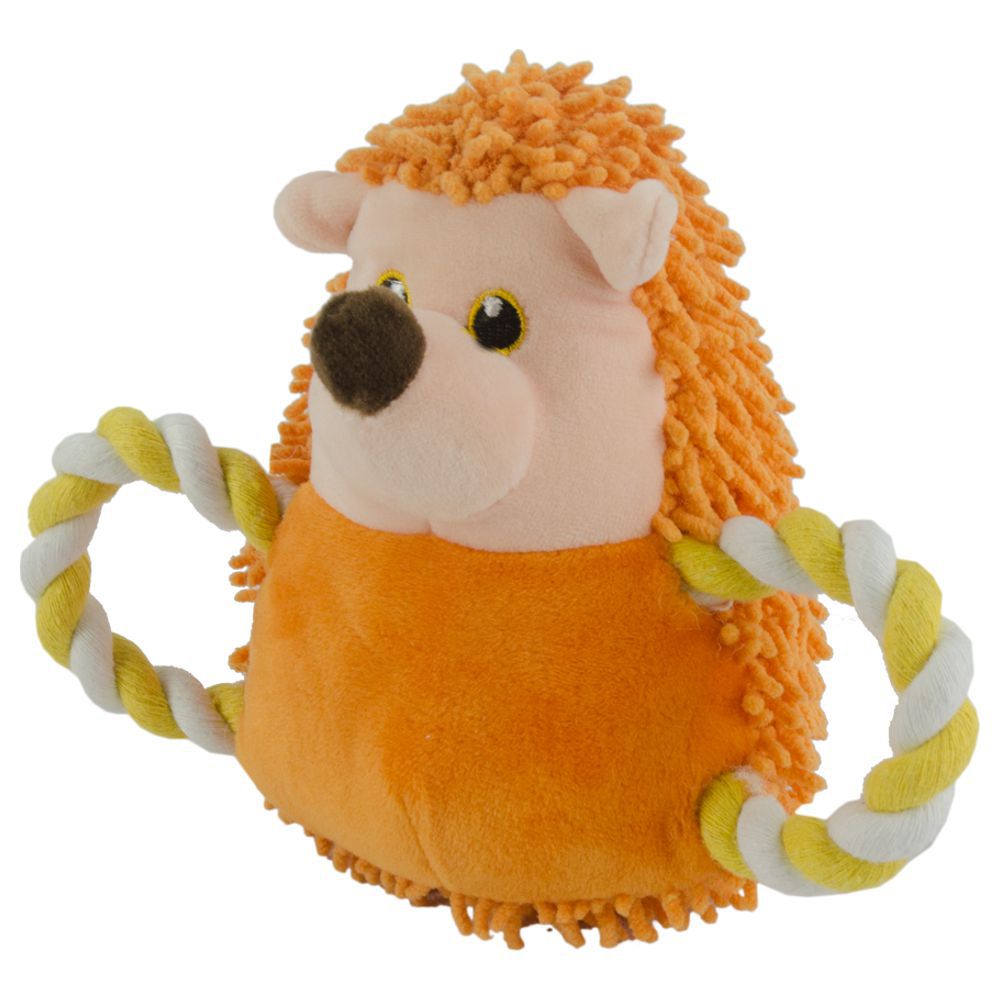 Fuzzle Hundespielzeug Igel - Plüschtier Kuscheltier mit Baumwollseil+Quietscher