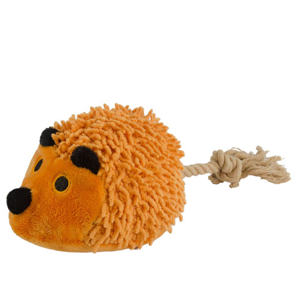 Fuzzle Hundespielzeug Igel - Kuscheltier Plüschtier mit Baumwollseil+Quietscher