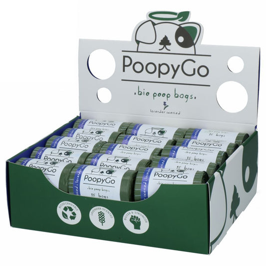PoopyGo Kotbeutel - 10 Rollen - 150 Hundekotbeutel mit Lavendelduft - poop bags