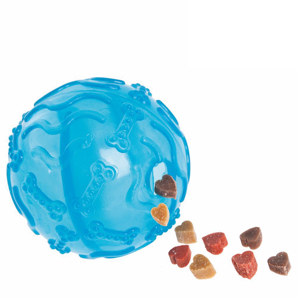 Karlie Labyrinth Snackball 8 cm - blau gelb rosa TPR Gummi Futterball Leckerli
