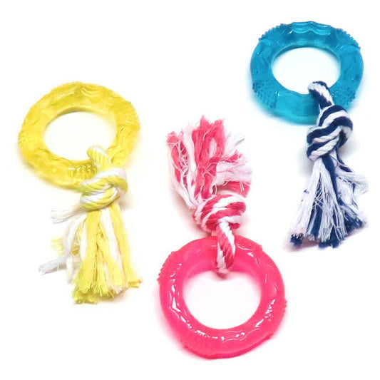 Karlie Ring mit Seil - Hundespiel Kauspielzeug Welpen-Zerrspiel - TPR Gummiring