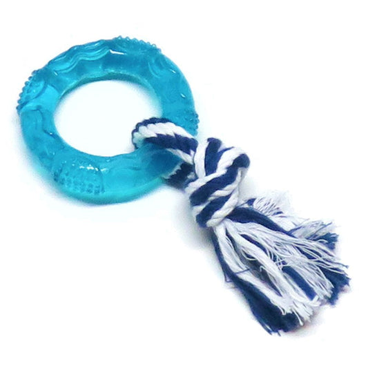 Karlie Ring mit Seil - Hundespiel Kauspielzeug Welpen-Zerrspiel - TPR Gummiring