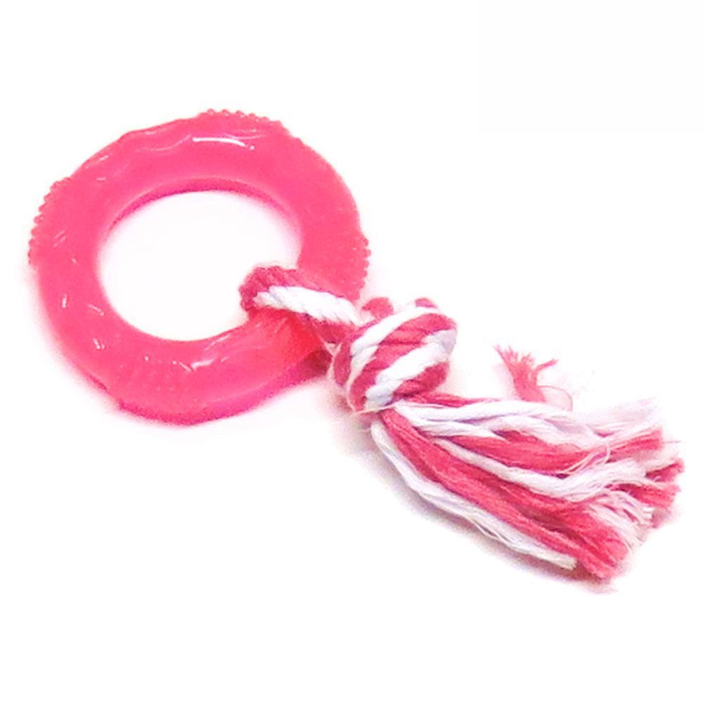 Karlie Ring mit Seil - Hundespiel Kauspielzeug Welpen-Zerrspiel - TPR Gummiring