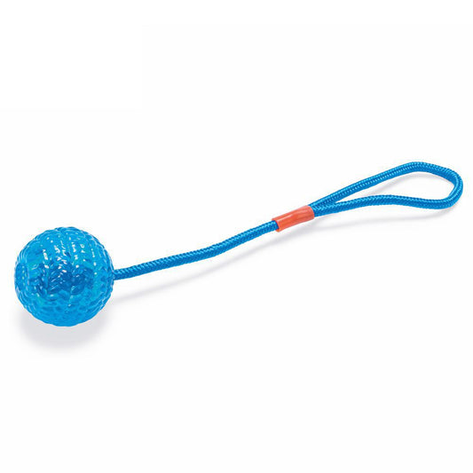 Karlie Ball mit Seil - Hundespiel Apportierspielzeug  Wurfspiel - TPR Gummi