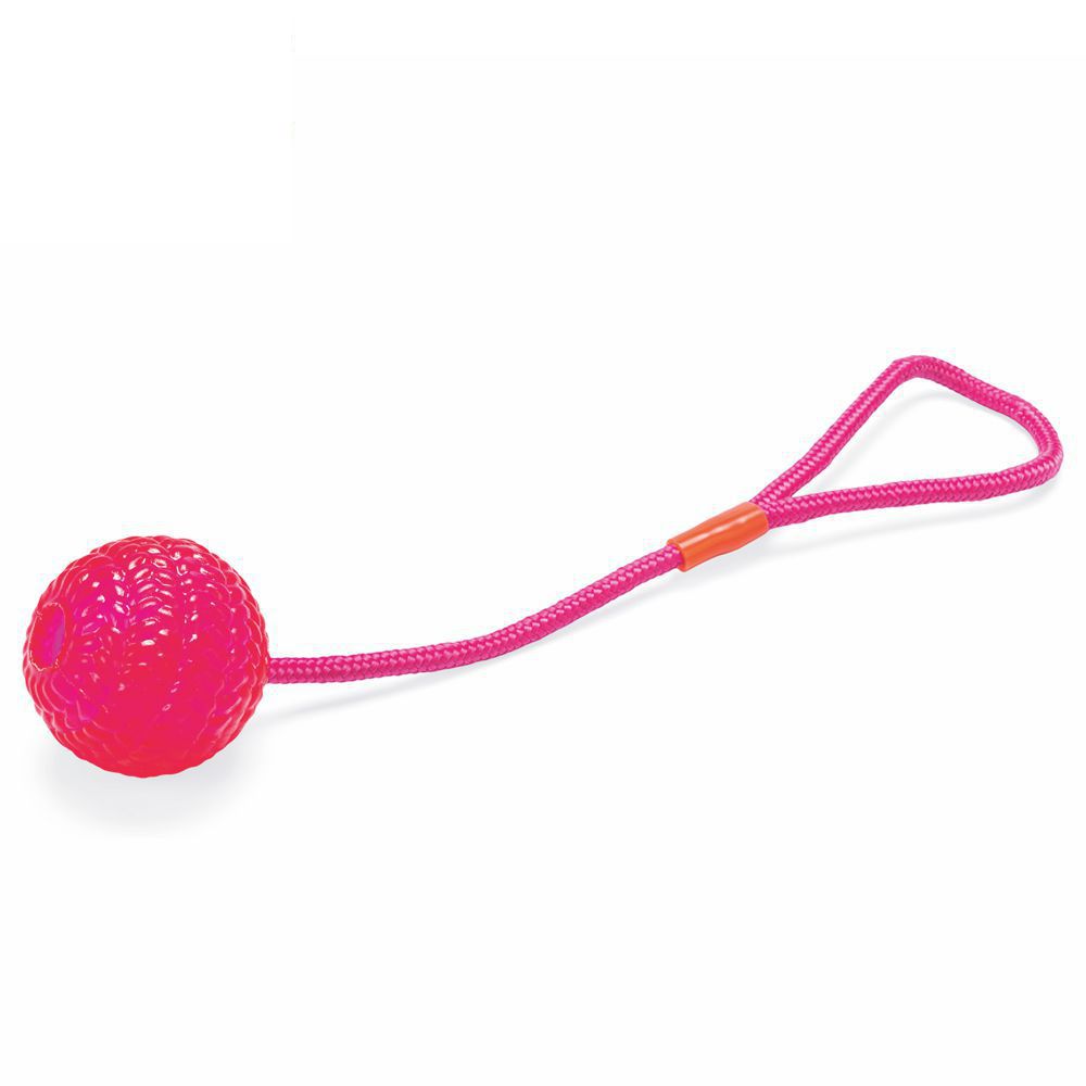Karlie Ball mit Seil - Hundespiel Apportierspielzeug Wurfspiel - TPR Gummi