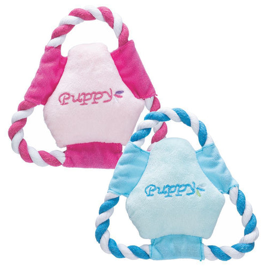 Karlie Plüsch-Welpenspielzeug Frisbee - Hunde Spielzeug mit Seil und Squeaker