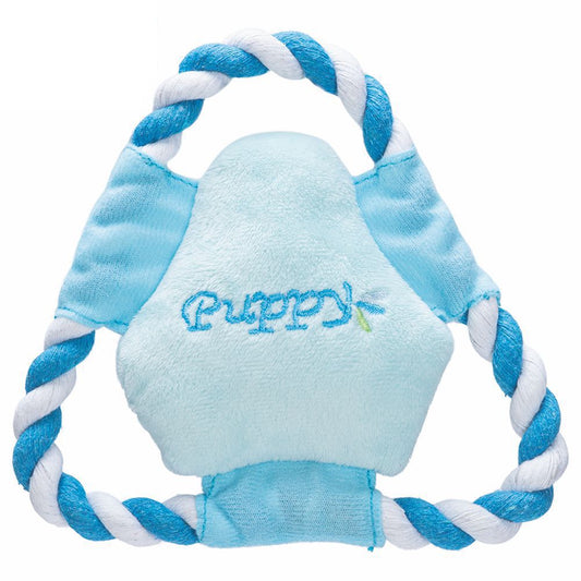Karlie Plüsch-Welpenspielzeug Frisbee - Hunde Spielzeug mit Seil und Squeaker