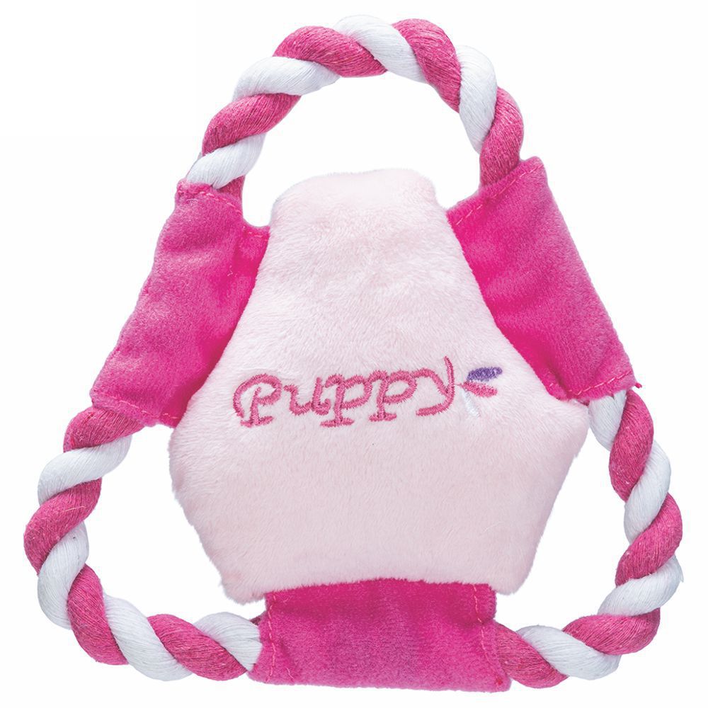 Karlie Plüsch-Welpenspielzeug Frisbee - Hunde Spielzeug mit Seil und Squeaker