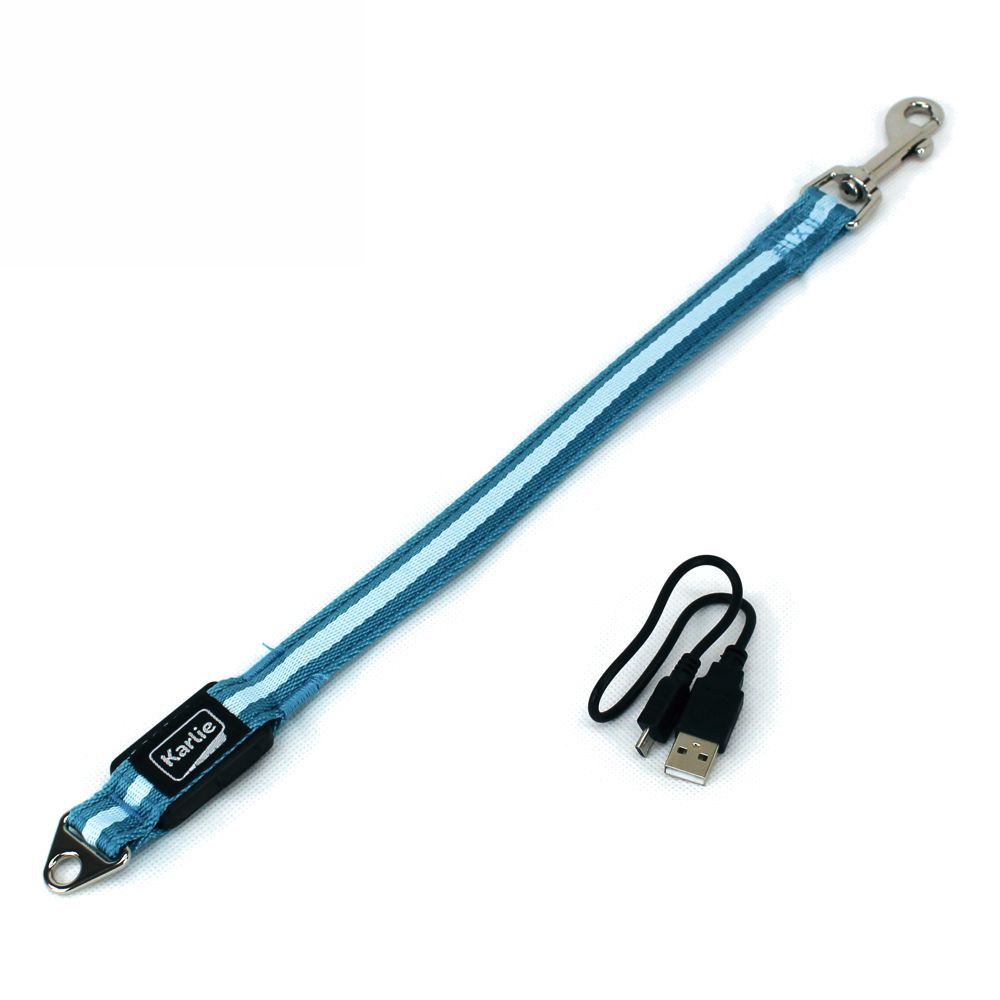 Karlie LED Leinenverlängerung VISIO - blau orange - Leuchtleine Gurt Hundeleine