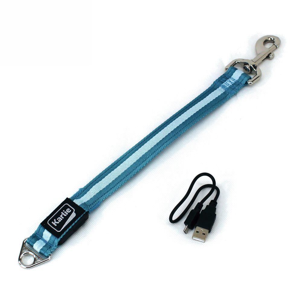 Karlie LED Leinenverlängerung VISIO - blau orange - Leuchtleine Gurt Hundeleine