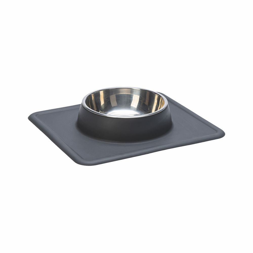 Edelstahl Futternapf DEX mit Silikon Napfunterlage - 1er / schwarz
