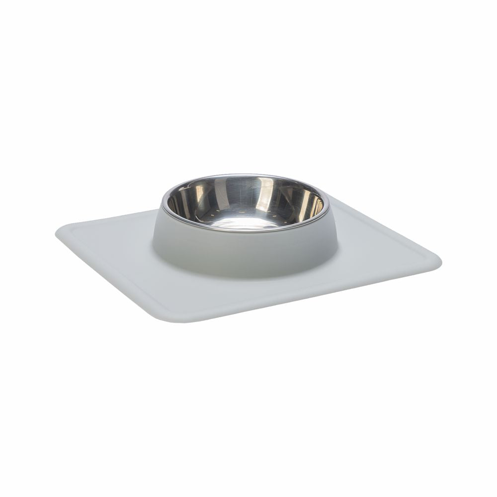Edelstahl Futternapf DEX mit Silikon Napfunterlage - 1er / grau