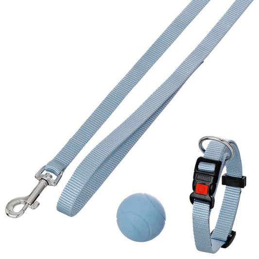 Karlie Welpen-Set Halsband Leine Ball - hellblau rosa - Puppy Hundewelpen Nylon