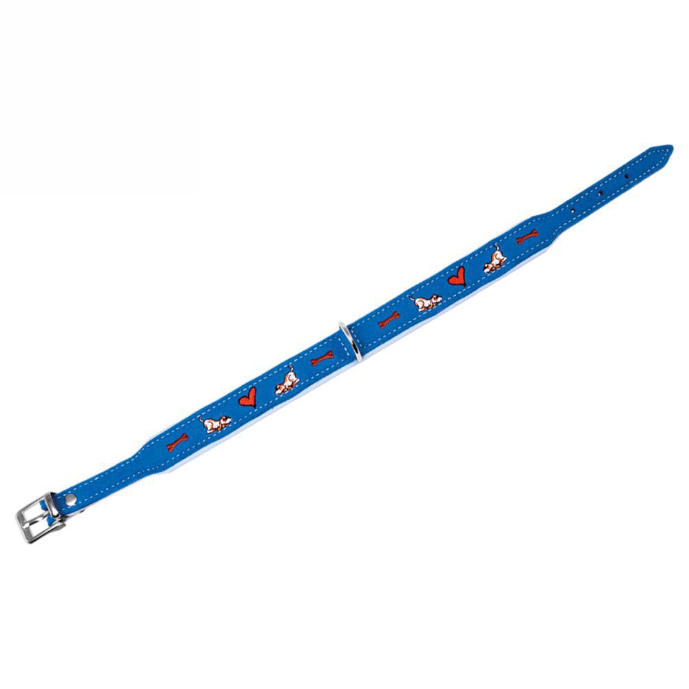 Karlie Halsband - Leder mit Filz - blau / L