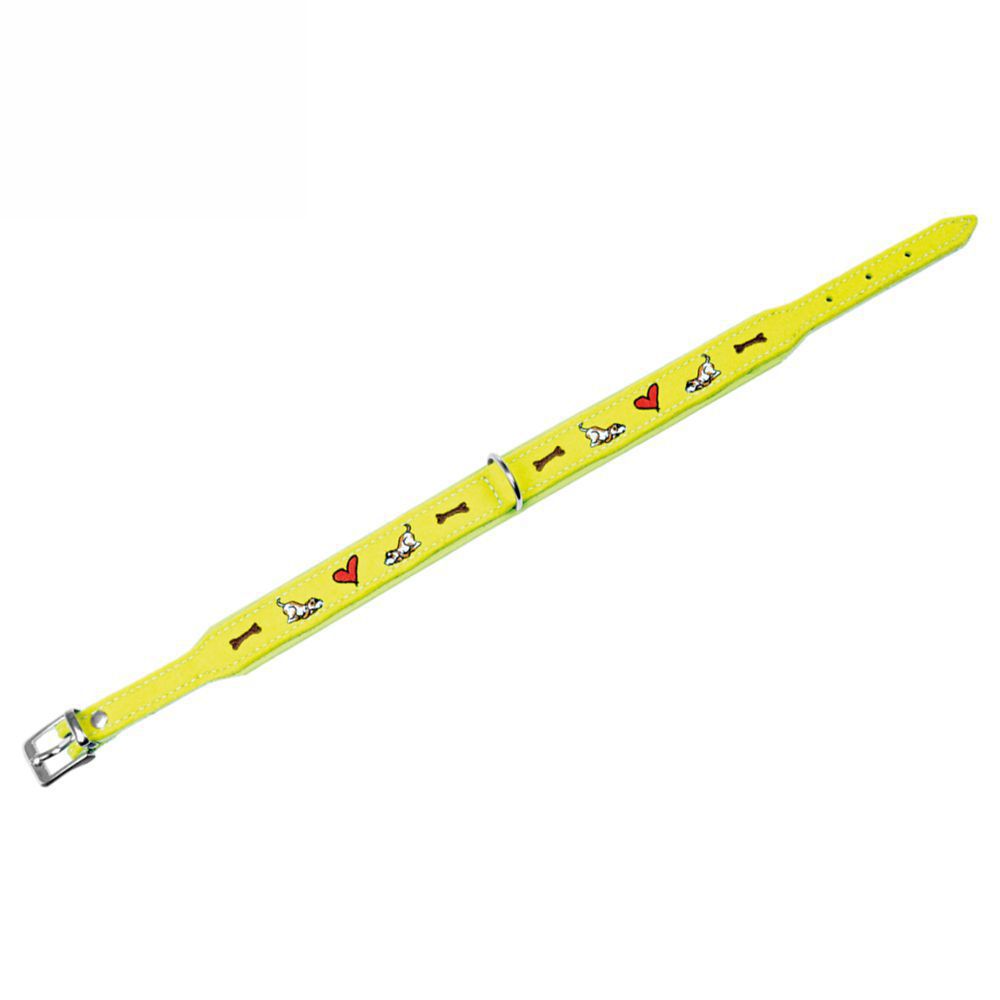 Karlie Halsband - Leder mit Filz - limette / XL