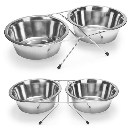 Karlie Edelstahl Doppelnapf - Hunde/Katzen - Wassernapf Fressnapf Futternapf