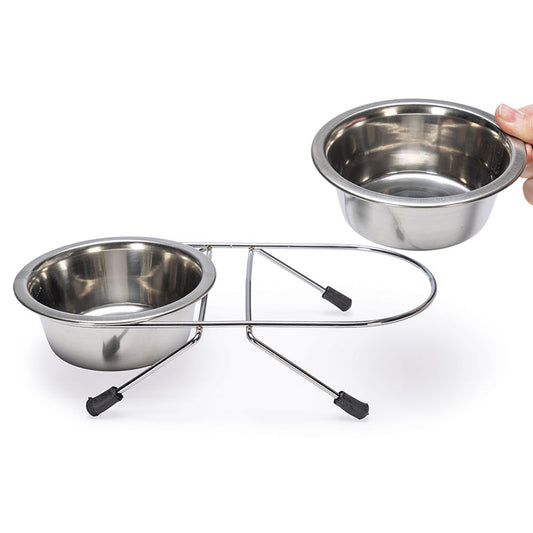 Karlie Edelstahl Doppelnapf - Hunde/Katzen - Wassernapf Fressnapf Futternapf