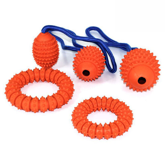 Karlie Ruffus Aqua Football & Ring - Vollgummi Apportierspielzeug Wurfspiel Seil