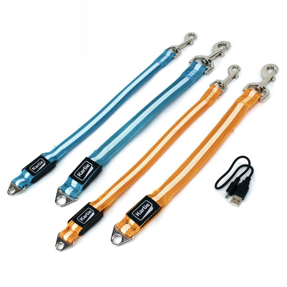 Karlie LED Leinenverlängerung VISIO - blau orange - Leuchtleine Gurt Hundeleine