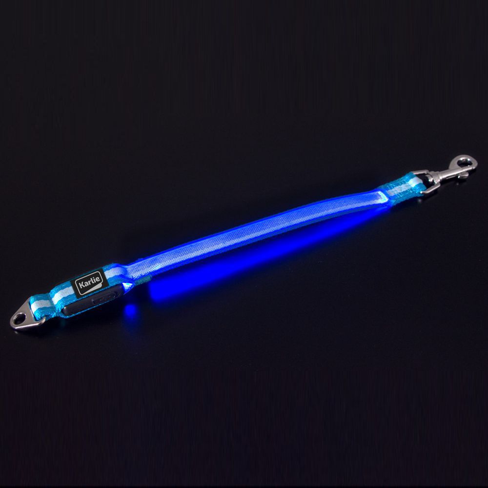 Karlie LED Leinenverlängerung VISIO - blau orange - Leuchtleine Gurt Hundeleine