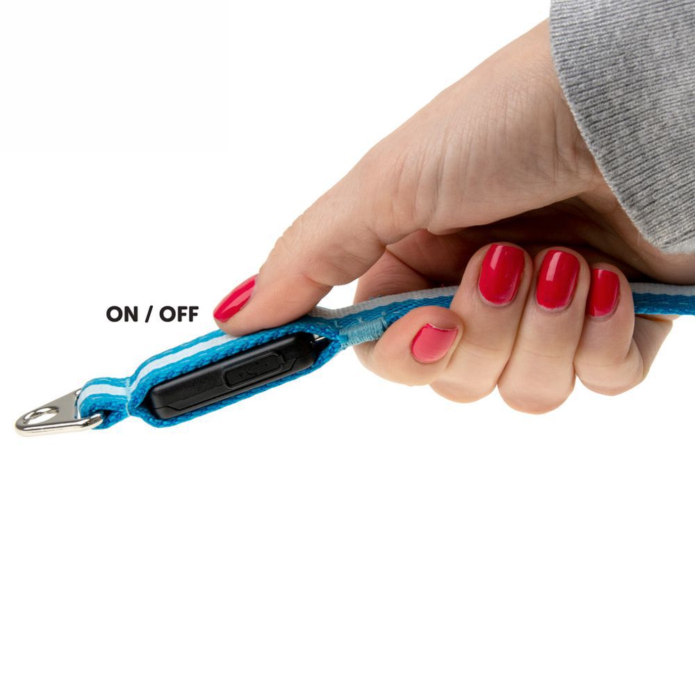 Karlie LED Leinenverlängerung VISIO - blau orange - Leuchtleine Gurt Hundeleine