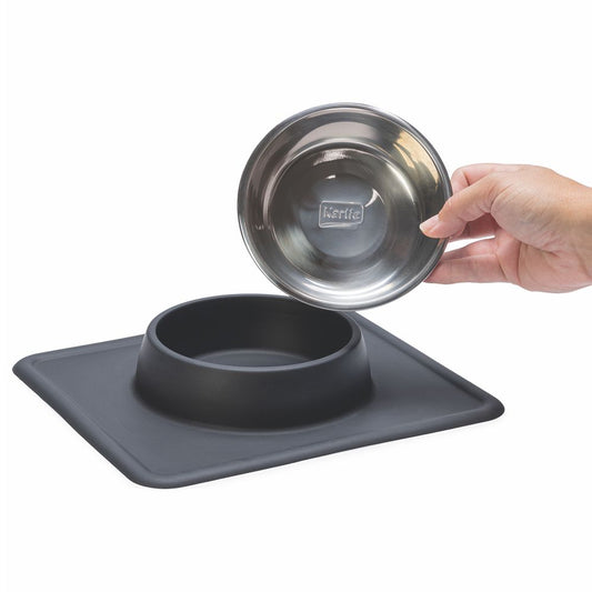 Edelstahl Futternapf DEX mit Silikon Napfunterlage - Wassernapf Fressnapf Hunde