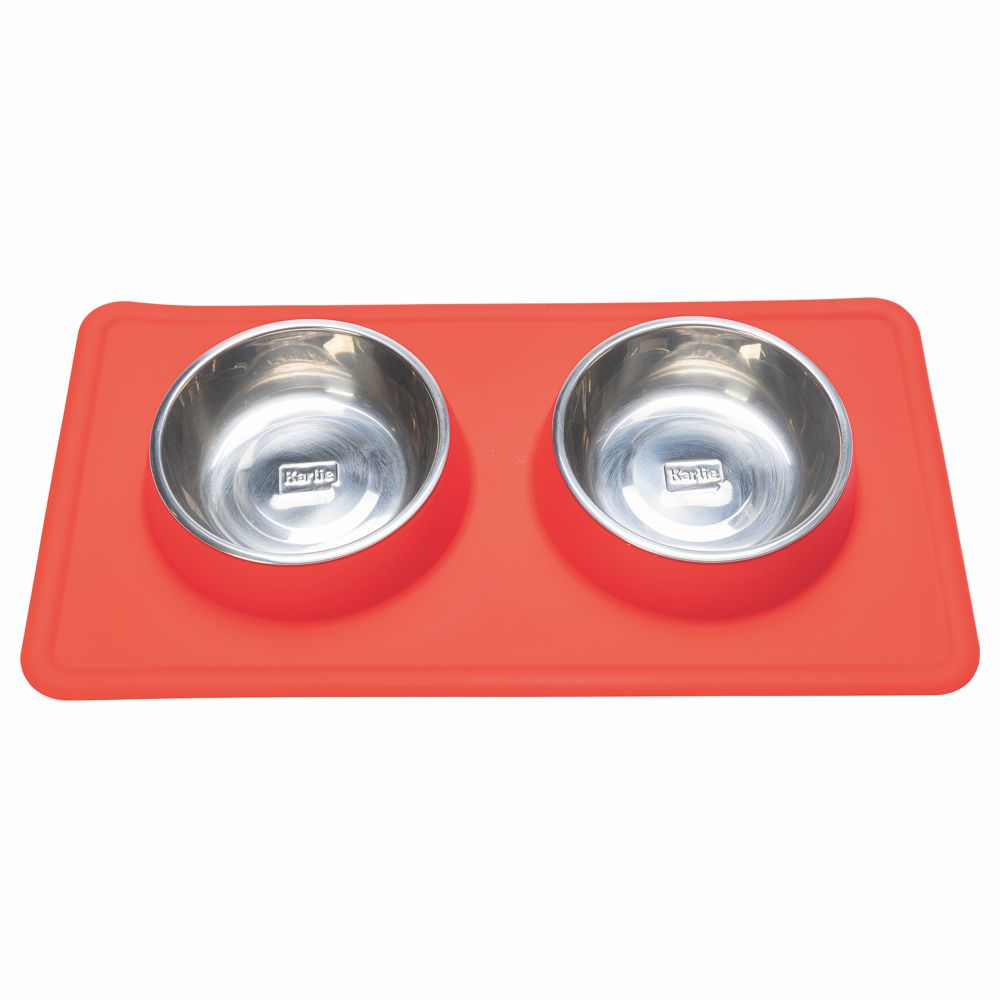 Edelstahl Futternapf DEX mit Silikon Napfunterlage - Wassernapf Fressnapf Hunde