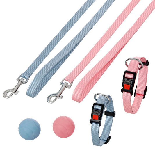 Karlie Welpen-Set Halsband Leine Ball - hellblau rosa - Puppy Hundewelpen Nylon