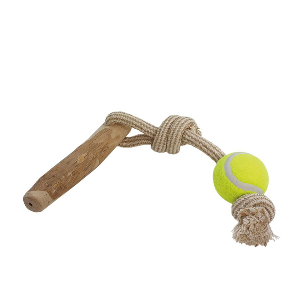 Nobby Kaffeeholz mit Hanfseil und Ball - M