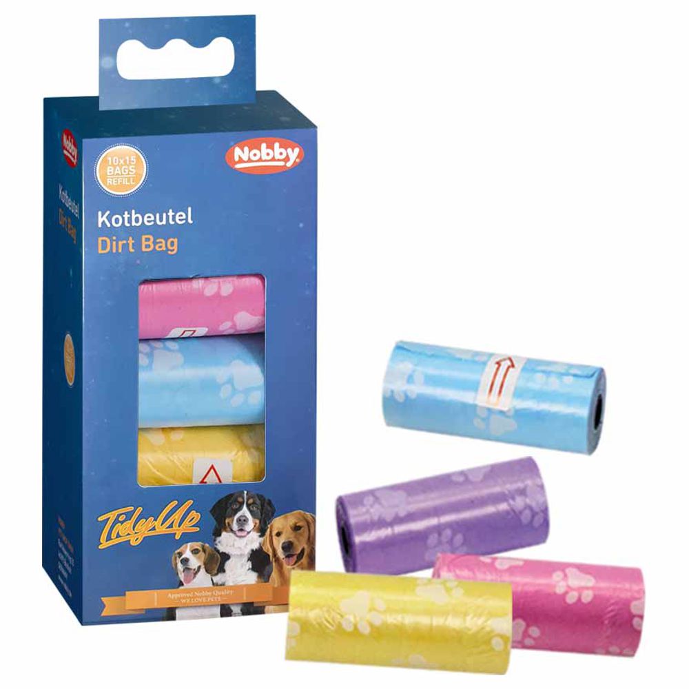 Nobby TidyUp Kotbeutel - pastell - 10 Rollen / 150 Stück