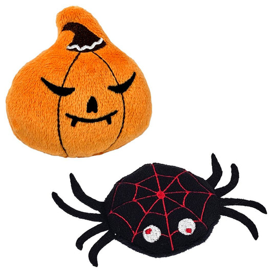 Nobby HALLOWEEN Plüsch-Katzenspielzeug 2er-Set - Spinne & Kürbis - Jagdspielzeug
