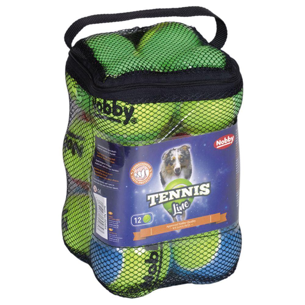Nobby Tennisball - bunt - Größe M - 12er - ohne Squeaker