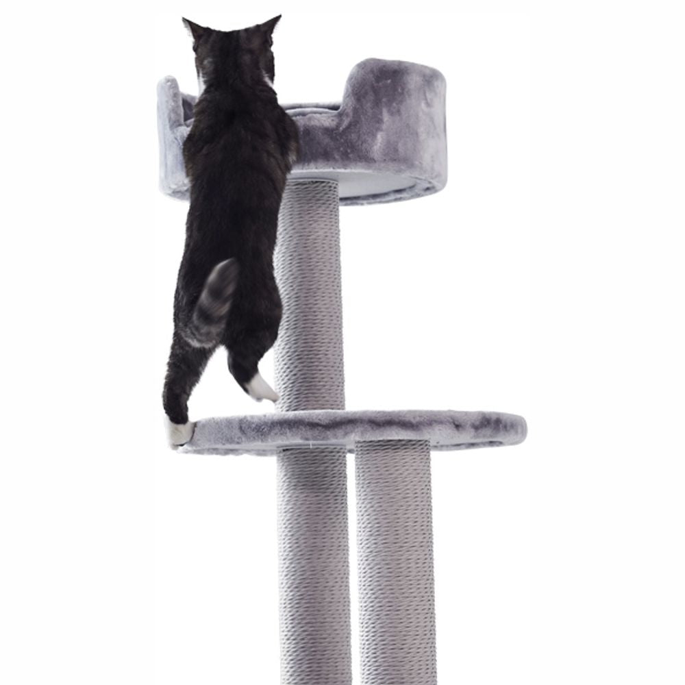 Nobby Katzen Kratzbaum MELO - 50 x 50 x 126 cm - grau - Plüsch - Liegekorb