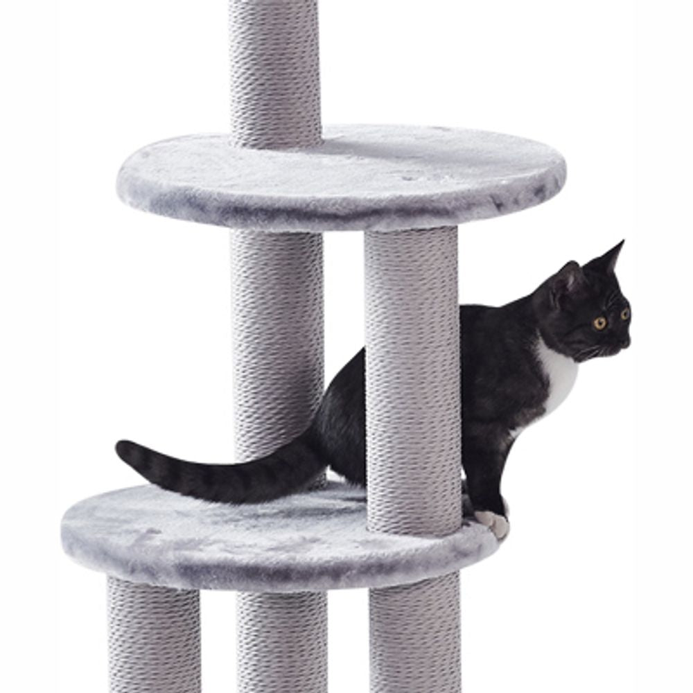 Nobby Katzen Kratzbaum MELO - 50 x 50 x 126 cm - grau - Plüsch - Liegekorb